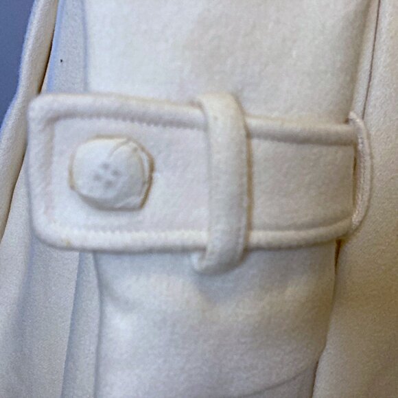 Elegant Cream Double-Breasted Women's Coat Bebe Rabbit Fur Large - Picture 7 of 12